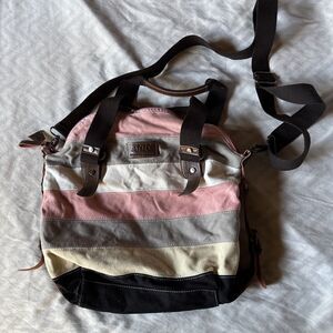 Manjianghong Canvas Tote Bag Hobo Purse Pink Striped